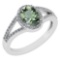 Certified 1.52 Ctw Green Amethyst And Diamond 14k White Gold Halo Ring G-H VS/SI1