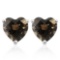 1.6 CTW SMOKEY 10K SOLID WHITE GOLD HEART SHAPE EARRING