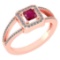Certified 0.61 Ctw Ruby And Diamond 18k Rose Gold Halo Ring