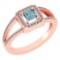 Certified 0.61 Ctw Aquamarine And Diamond 18k Rose Halo Gold Ring