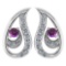 Certified 0.17 Ctw Amethyst And Diamond Platinum Gold Halo Stud Earrings