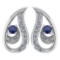 Certified 0.17 Ctw Blue Sapphire And Diamond Platinum Gold Halo leaf Earrings