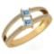 Certified 0.60 Ctw Blue Topaz And Diamond 14k Yellow Gold Ring