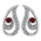 Certified 0.17 Ctw Garnet And Diamond 18k Platinum Gold Halo Stud Earrings