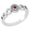 Certified 0.09 Ctw Ruby And Diamond 14k White Gold Halo Ring G-H VS/SI1