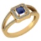 Certified 0.61 Ctw Blue Sapphire And Diamond 18k Yellow Gold Halo Ring