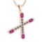 Certified 1.33 Ctw Pink Tourmaline And Diamond Alphabet X Pendant from the Valentines collection 14K