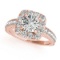 CERTIFIED 18K ROSE GOLD 1.43 CT G-H/VS-SI1 DIAMOND HALO ENGAGEMENT RING