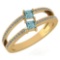 Certified 0.60 Ctw Aquamarine And Diamond 14k Yellow Gold Ring