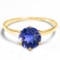 1.38 CT CREATED TANZANITE 10KT SOLID YELLOW GOLD RING