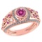 Certified 1.08 Ctw Pink Tourmaline And Diamond Wedding/Engagement 14K Rose Gold Halo Ring (VS/SI1)