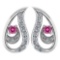 Certified 0.17 Ctw Pink Tourmaline And Diamond Platinum Gold Halo leaf Earrings