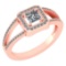 Certified 0.61 Ctw Diamond 18k Rose Halo Gold Ring