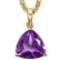 0.7 CTW AMETHYST 10K SOLID YELLOW GOLD TRILLION SHAPE PENDANT