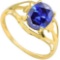 2.6 CT CREATED TANZANITE 10KT SOLID YELLOW GOLD RING