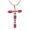 Certified 1.15 Ctw Pink Tourmaline And Diamond Alphabet T Pendant from the Valentines collection 14K