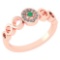 Certified 0.09 Ctw Emerald And Diamond 14k Rose Gold Halo Ring G-H VS/SI1
