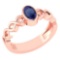 Certified 0.50Ctw Genuine Blue Sapphire 14K Rose Gold Ring