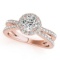 CERTIFIED 18K ROSE GOLD 1.15 CT G-H/VS-SI1 DIAMOND HALO ENGAGEMENT RING