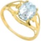 1.16 CT AQUAMARINE 10KT SOLID YELLOW GOLD RING