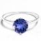 1.38 CT CREATED TANZANITE 10KT SOLID WHITE GOLD RING