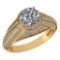 Certified 2.30 Ctw Diamond Wedding/Engagement 14K Yellow Gold Halo Ring (SI2/I1) MADE IN USA