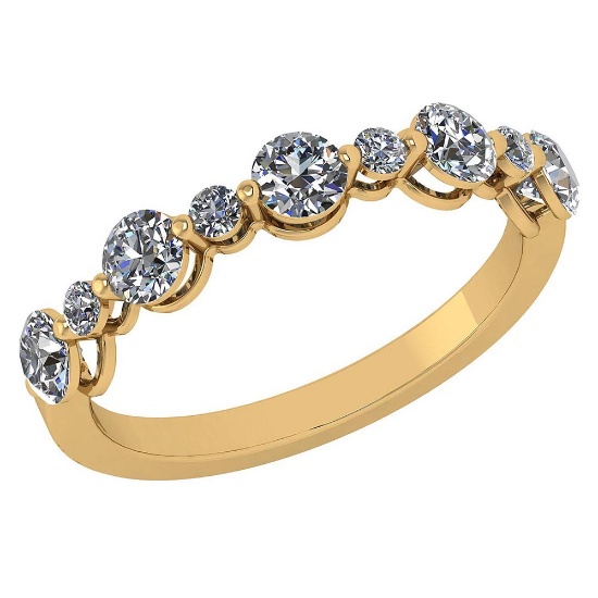 Certified 0.87 Ctw Diamond 14k Yellow Gold Halo Band