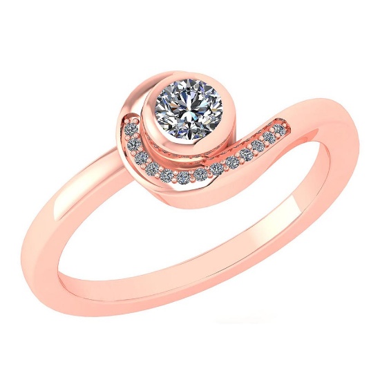 Certified 0.31 Ctw Diamond 14K Rose Gold Halo Ring