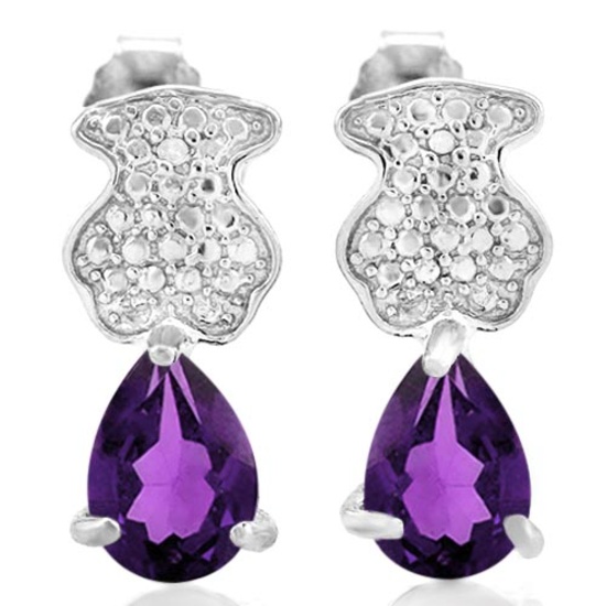 1 1/5 CTW AMETHYST .925 STERLING SILVER EARRINGS