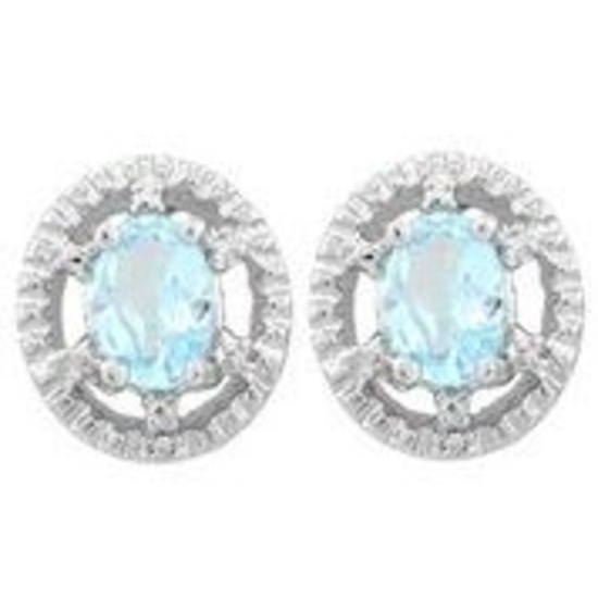 1 1/5 CTW BABY SWISS BLUE TOPAZ .925 STERLING SILVER EARRINGS