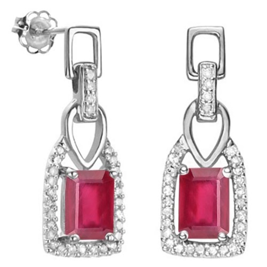 1 3/5 CTW AFRICAN RUBY .925 STERLING SILVER EARRINGS