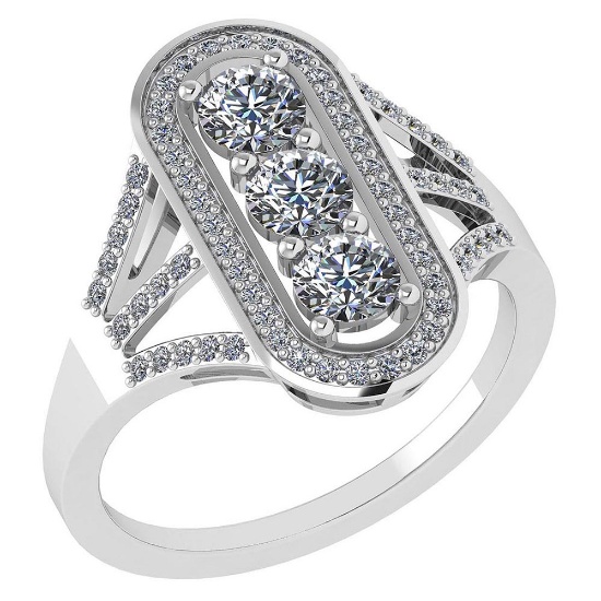 Certified 1.00 Ctw Diamond 14k White Gold Halo Ring