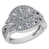 Certified 1.61 Ctw Diamond VS/SI1 Wedding/Engagement Style 14K White Gold Halo Ring (VS/SI1)