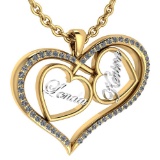Certified 0.66 Ctw Diamond Heart Shape Necklace New Expressions love collection 18K Yellow Gold (VS/