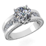 Certified 2.23 Ctw Diamond Wedding/Engagement 14K White Gold Halo Ring