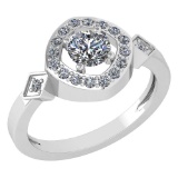 Certified 0.59 Ctw Diamond 14K White Gold Promise Ring