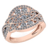 Certified 1.61 Ctw Diamond VS/SI1 Wedding/Engagement Style 14K Rose Gold Halo Ring (VS/SI1)