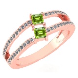 Certified 0.60 Ctw Peridot And Diamond 14k Rose Gold Ring