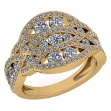 Certified 1.61 Ctw Diamond VS/SI1 Wedding/Engagement Style 14K Yellow Gold Halo Ring (VS/SI1)