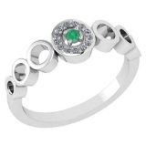Certified 0.09 Ctw Emerald And Diamond 14k White Gold Halo Ring G-H VS/SI1