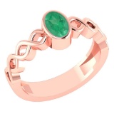 Certified 0.50Ctw Genuine Emerald 14K Rose Gold Ring