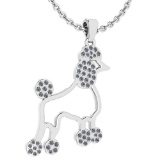 Certified 0.26 Ctw Diamond Chinese Century Year Of Dog Charms Necklace 18K White Gold (VS/SI1)