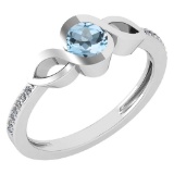 Certified 0.52 Ctw Aquamarine And Diamond 18K White Gold Ring
