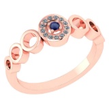 Certified 0.09 Ctw Blue Sapphire And Diamond 14k Rose Gold Halo Ring G-H VS/SI1