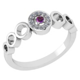 Certified 0.09 Ctw Amethyst And Diamond 14k White Gold Halo Ring G-H VS/SI1