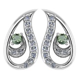 Certified 0.17 Ctw Green Amethyst And Diamond Platinum Gold Halo Stud Earrings