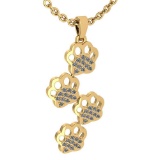 Certified 0.22 Ctw Diamond Puppy Paws Charms Necklace 18K Yellow Gold (VS/SI1)