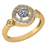 Certified 0.59 Ctw Diamond 14K Yellow Gold Promise Ring