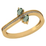 Certified 0.50 Ctw Green Amethyst And Diamond 18K Yellow Gold Ring