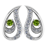 Certified 0.17 Ctw Peridot And Diamond 18k Platinum Gold Halo Stud Earrings